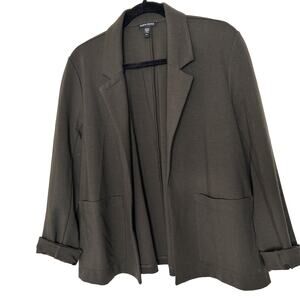 Eileen Fisher Tencel Lyocell Blend Knit Blazer in Green Washable Sz Small